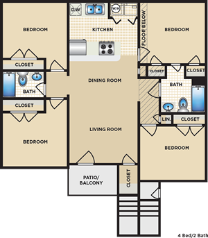 Plan D - Four Bedroom / Two Bath*
